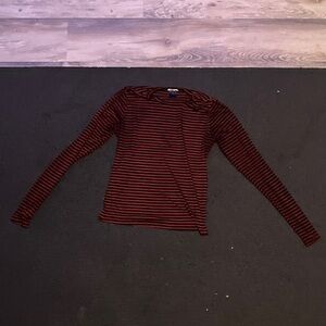 Striped Long Sleeve Mesh Top